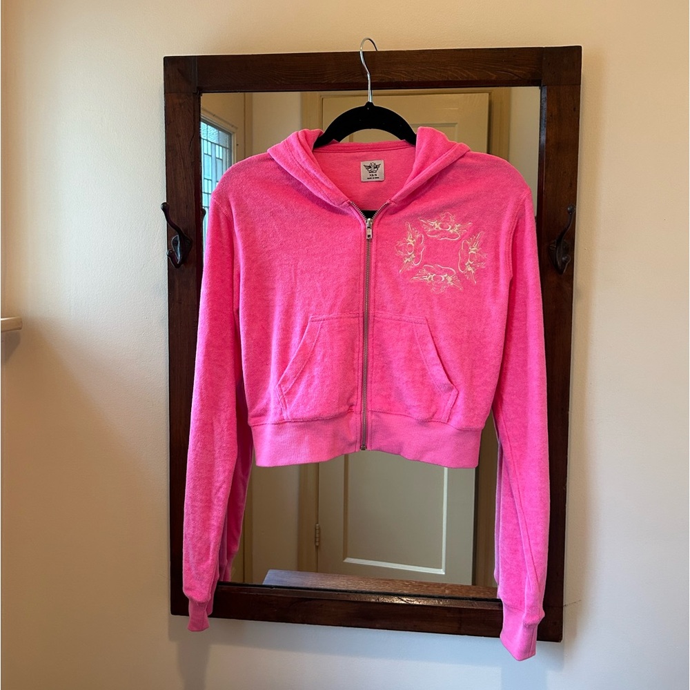 BOYS LIE Pink Terry Cloth Zip Up